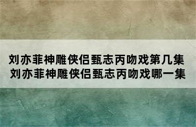 刘亦菲神雕侠侣甄志丙吻戏第几集 刘亦菲神雕侠侣甄志丙吻戏哪一集